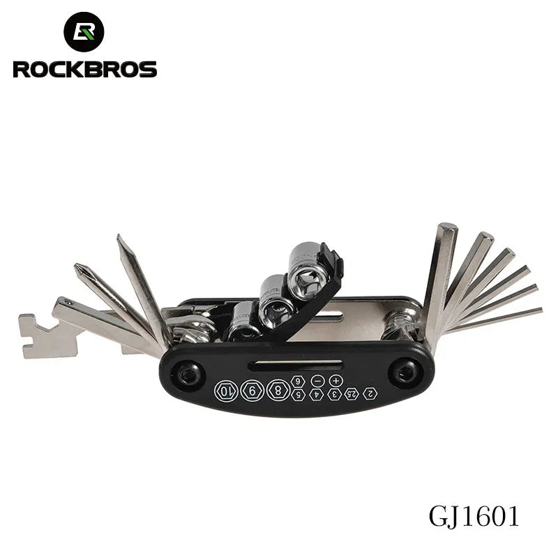 ROCKBROS 16 in 1 Bike Bicycle Multi Repair Tool Set Kit Hex Spoke Cycle Screwdriver Tool Wrench Mountain Cycle Tool Sets Black - Bike X Parts