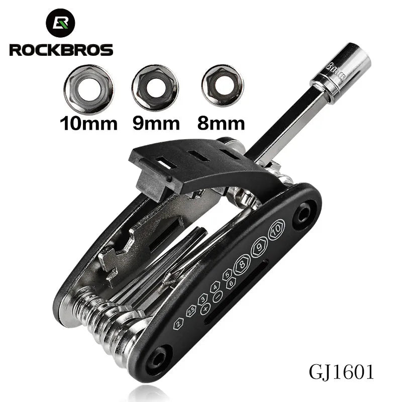ROCKBROS 16 in 1 Bike Bicycle Multi Repair Tool Set Kit Hex Spoke Cycle Screwdriver Tool Wrench Mountain Cycle Tool Sets Black - Bike X Parts