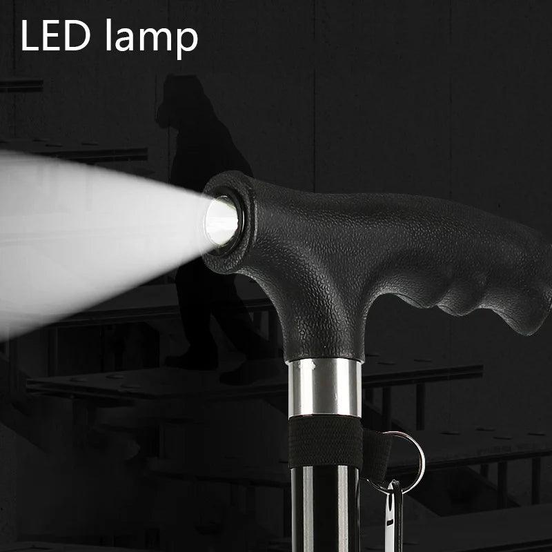 Gehhilfe für ältere Menschen, 60-94 cm, ausziehbarer Aluminiumlegierung, Gehstock mit T-Griff und Lampe - Bike X Parts