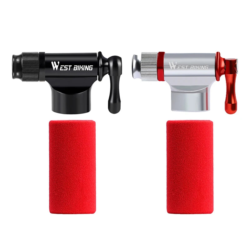 West Biking Mini Fahrrad CO2-Pumpe tragbare Reifen füller für Schrader Presta Adapter MTB Rennrad Aluminium legierung automatische Pumpe