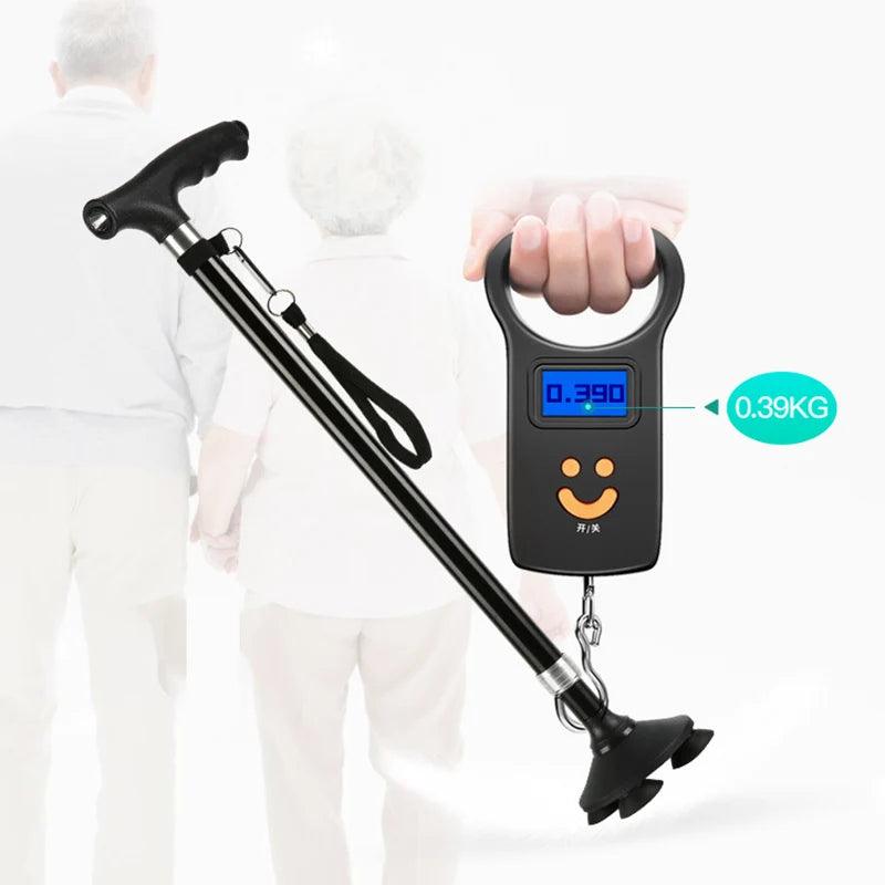 1pc Old People Crutch 60-94cm Telescoping Aluminum Alloy Rod Walking Stick T-handle with Lamp - Bike X Parts