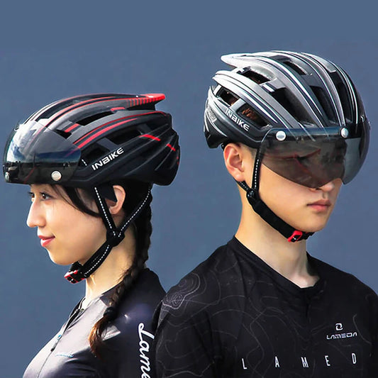 INBIKE Bicycle Helmets for Men with Lights Ultralight Outdoor Riding Magnetic Goggle Helmet Cycling Helmet Man Bike Accessories - Bike X Parts