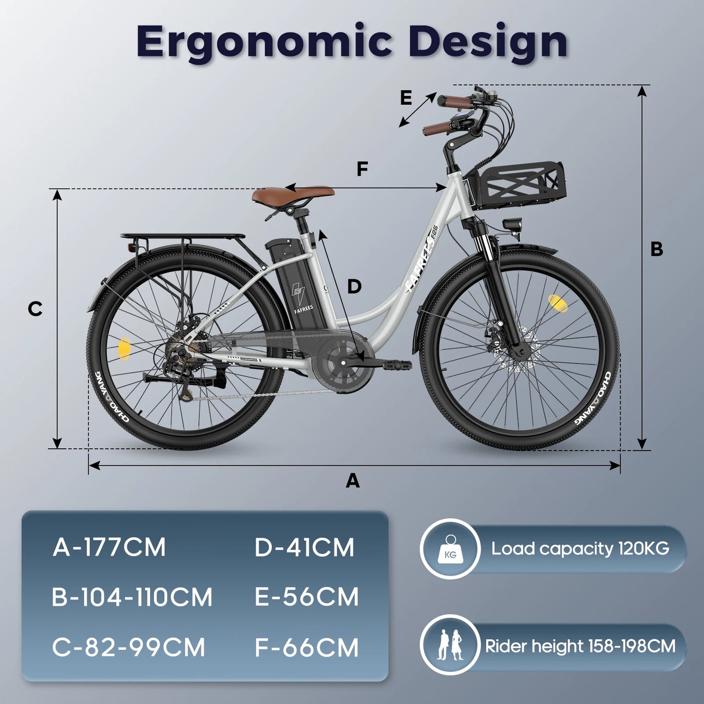 Fafrees Elektro Fahrrad, Trekking E-Bike mit 36V 20.3Ah Lithium Batterie, 26 Zoll