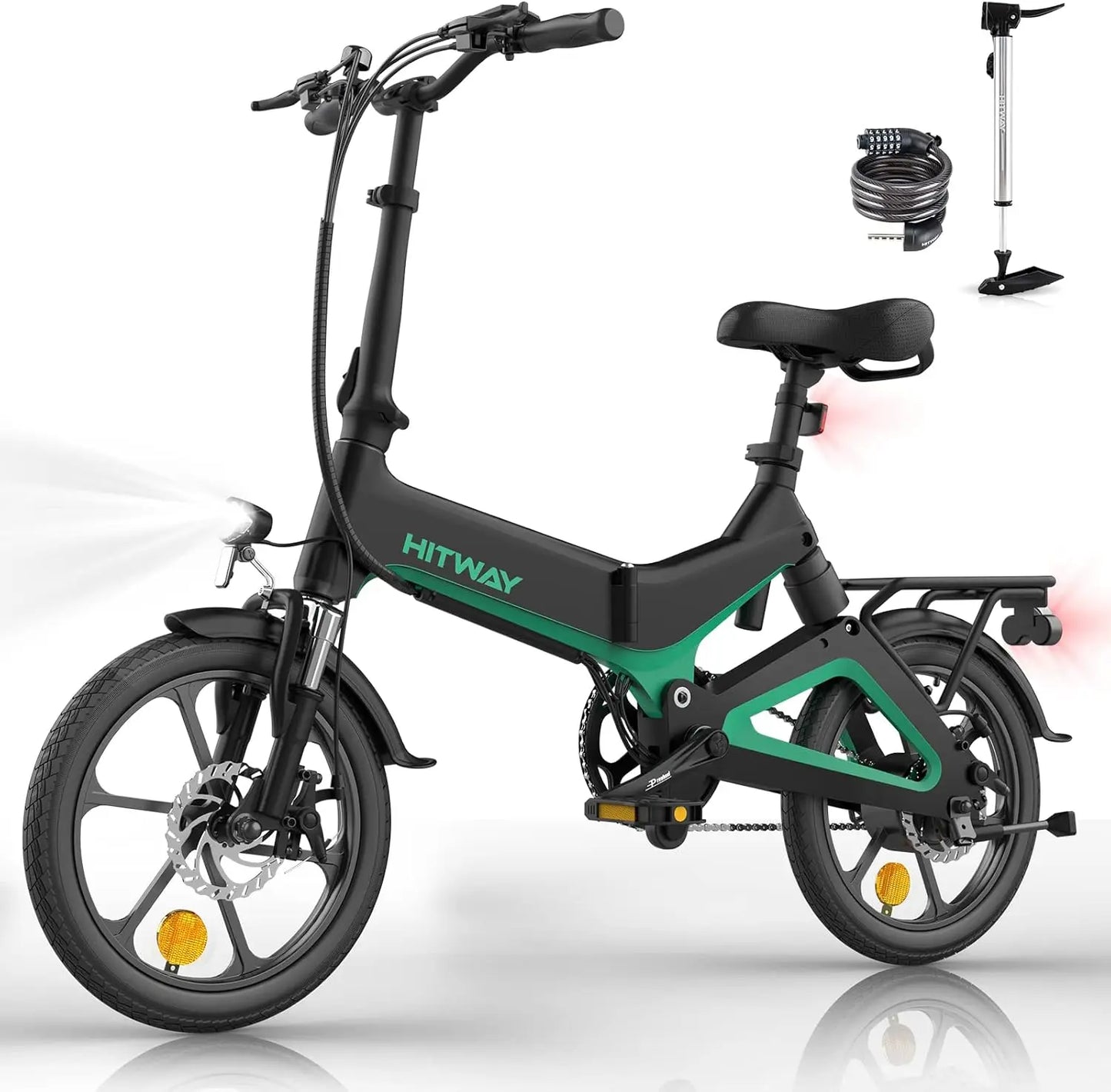 16-Zoll-E-Bike HITWAY mit 36V – Faltbares Elektrofahrrad mit Tretunterstützung, 7,8Ah Akku, ohne Gasgriff