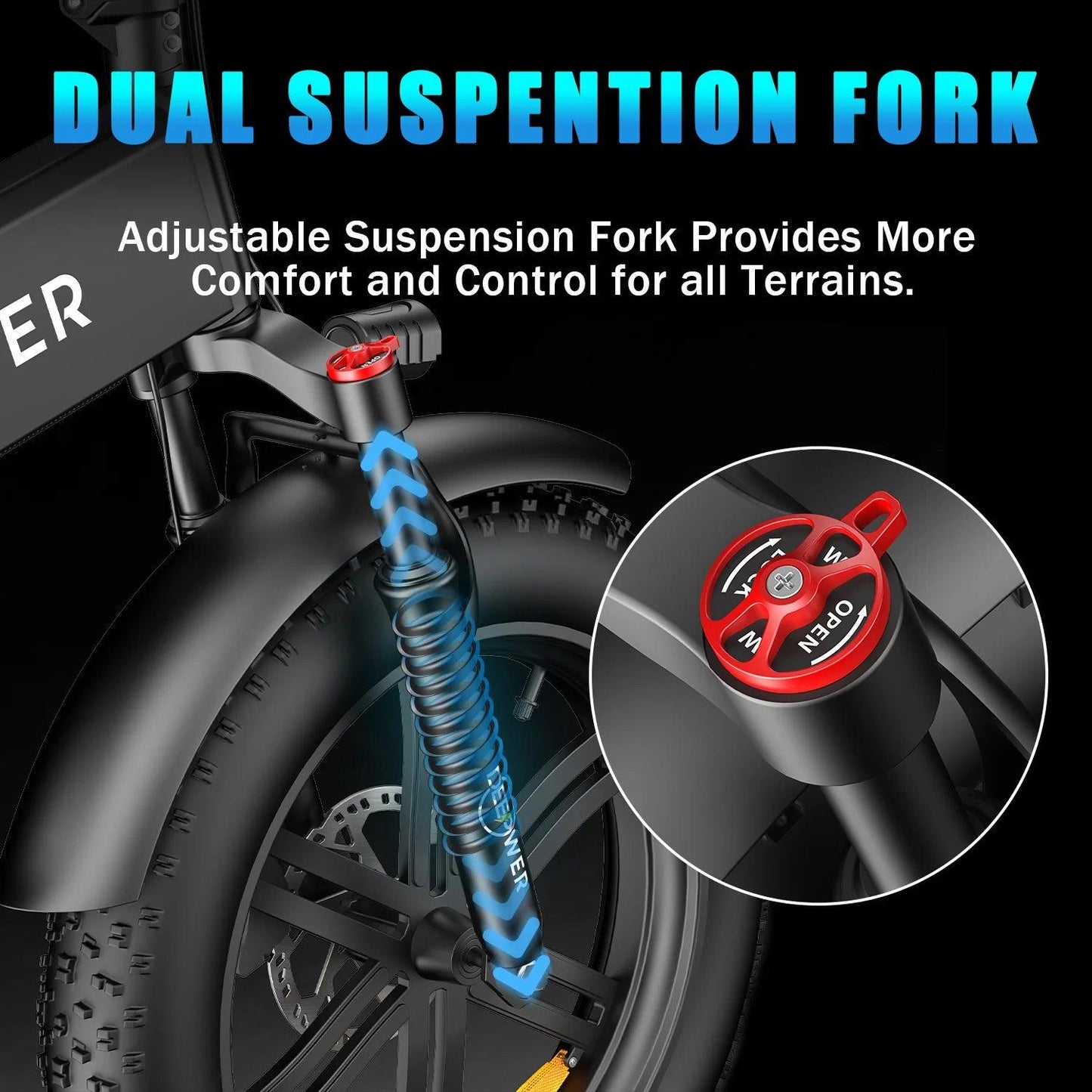 1000w Elektrofahrrad DEEPWER, 48v 20ah klappbares Mountainbike 20 Zoll fette Reifen - Bike X Parts
