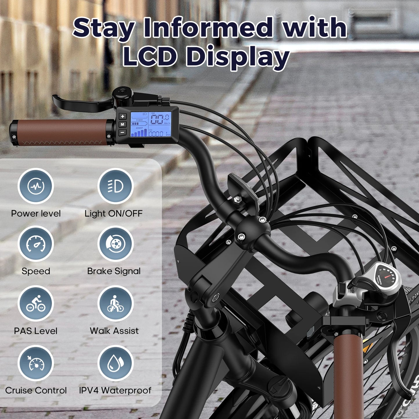 Fafrees Elektro Fahrrad, Trekking E-Bike mit 36V 20.3Ah Lithium Batterie, 26 Zoll
