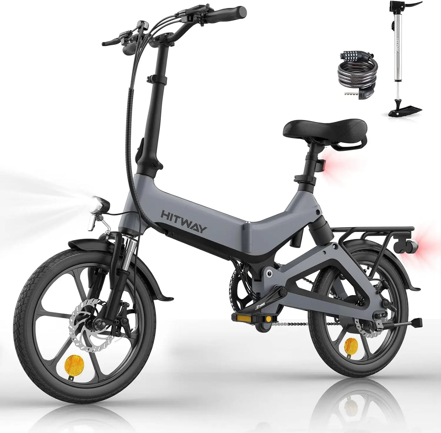 16-Zoll-E-Bike HITWAY mit 36V – Faltbares Elektrofahrrad mit Tretunterstützung, 7,8Ah Akku, ohne Gasgriff