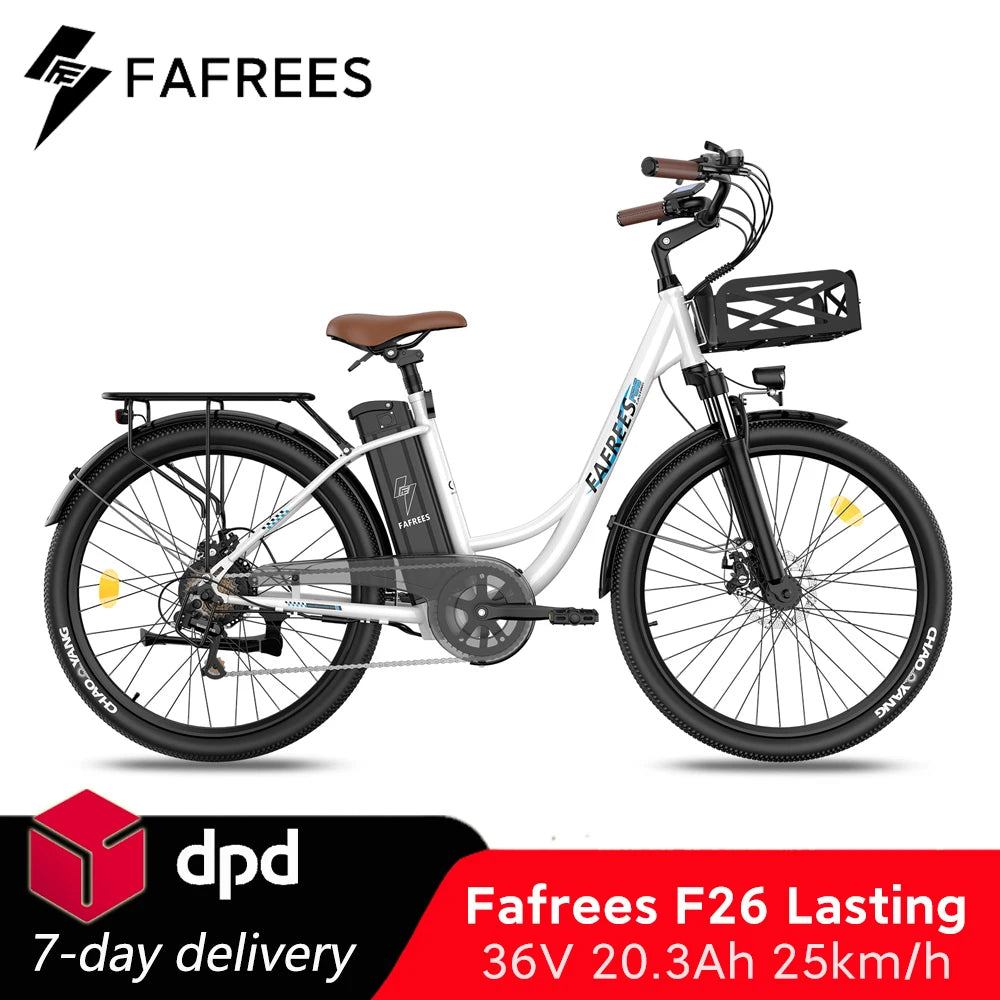 Fafrees Elektro Fahrrad, Trekking E-Bike mit 36V 20.3Ah Lithium Batterie, 26 Zoll