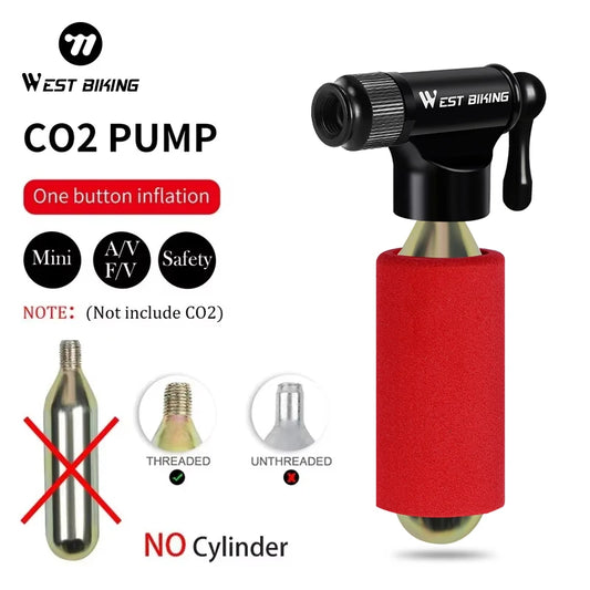 West Biking Mini Fahrrad CO2-Pumpe tragbare Reifen füller für Schrader Presta Adapter MTB Rennrad Aluminium legierung automatische Pumpe